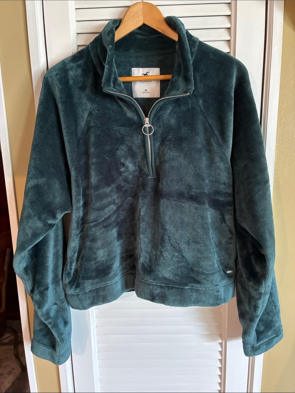Hollister Plush Deep Teal Half-Zip Jacket